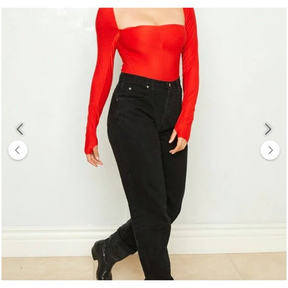 NWT We Are HAH Don't Be Square Long Sleeve Bodysuit Red Size XS - Picture 3 of 15